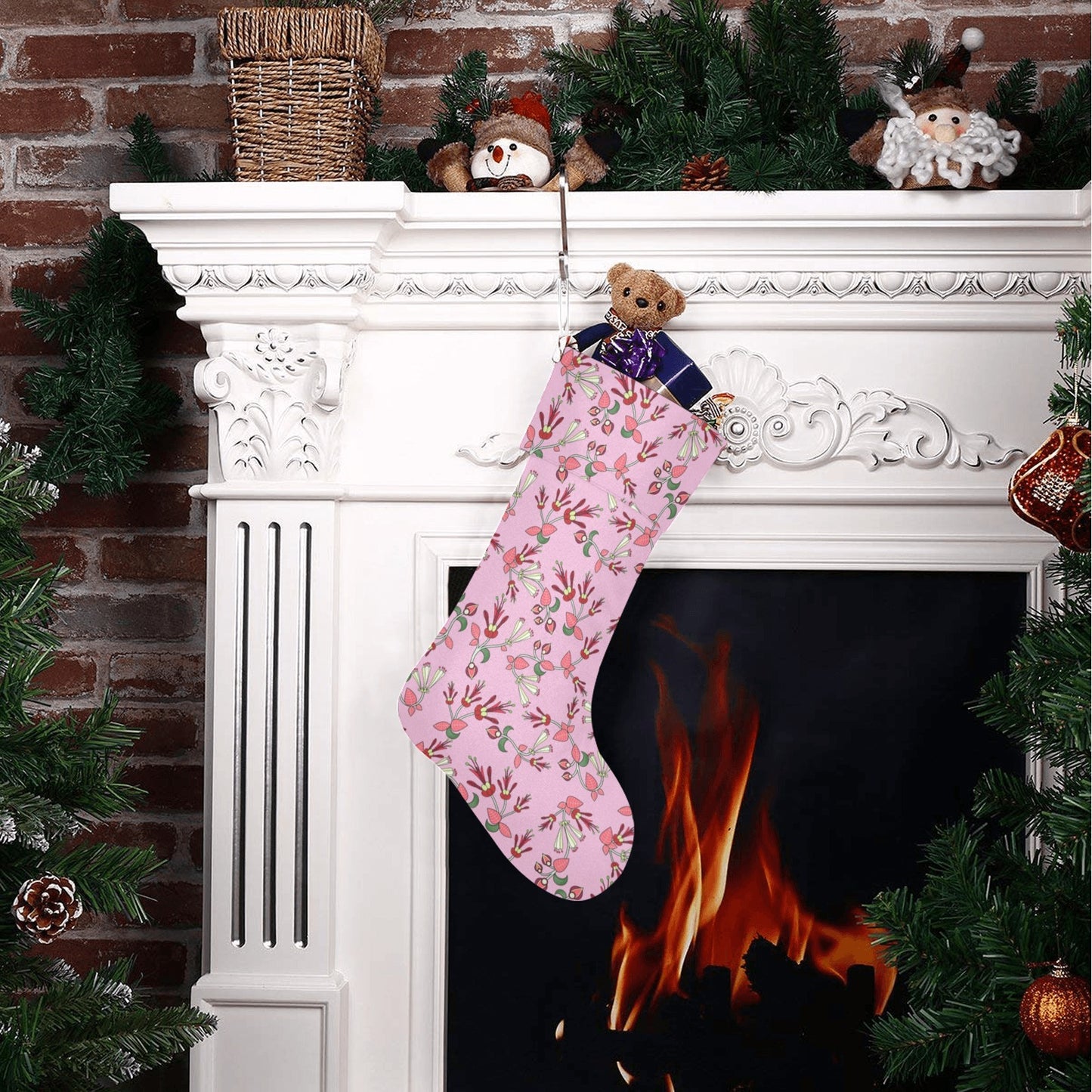 Strawberry Floral Christmas Stocking