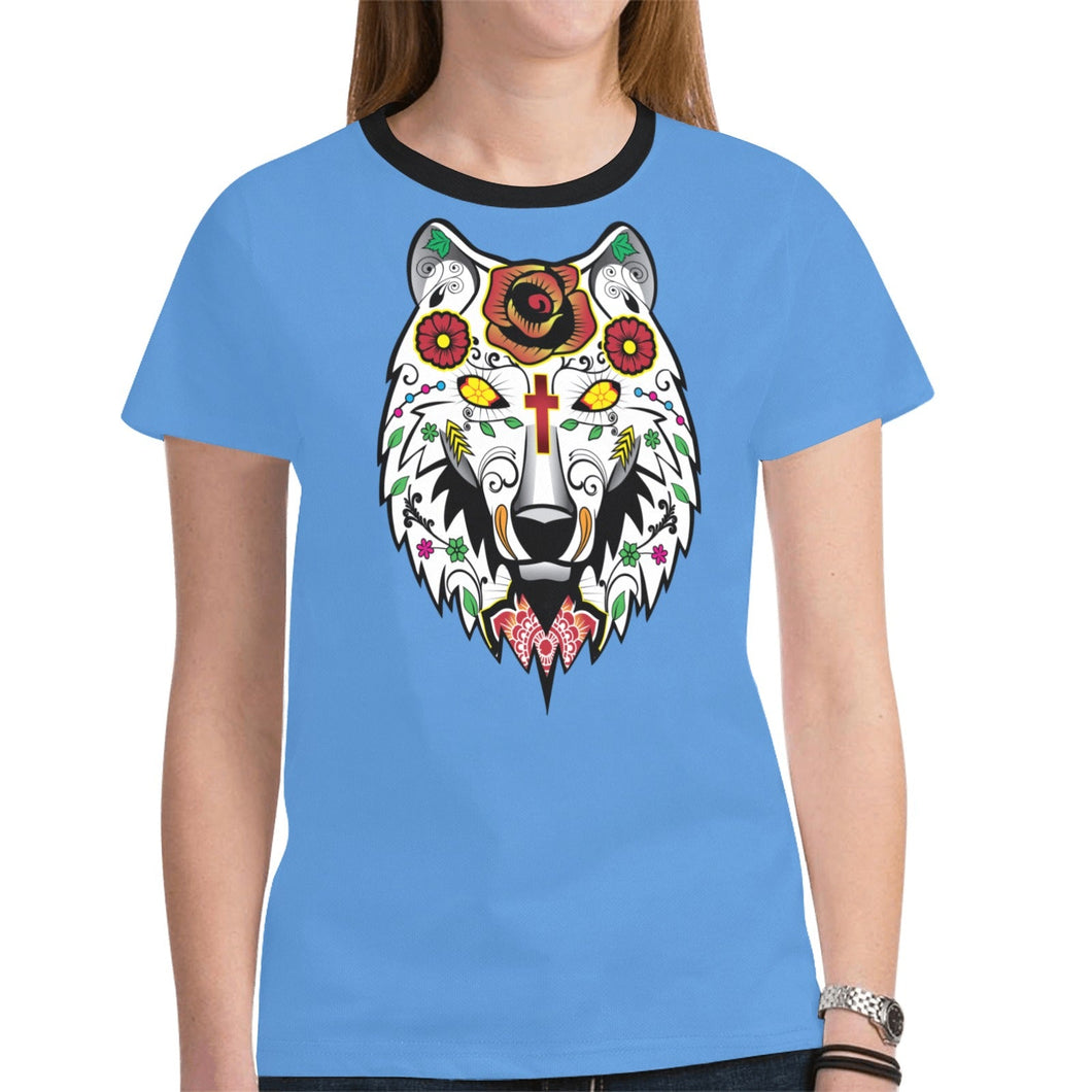 Wolf Spirit Guide Blue New T-shirt for Women