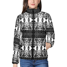 Load image into Gallery viewer, Writing on Stone Black and White Women&#39;s Stand Collar Padded Jacket
