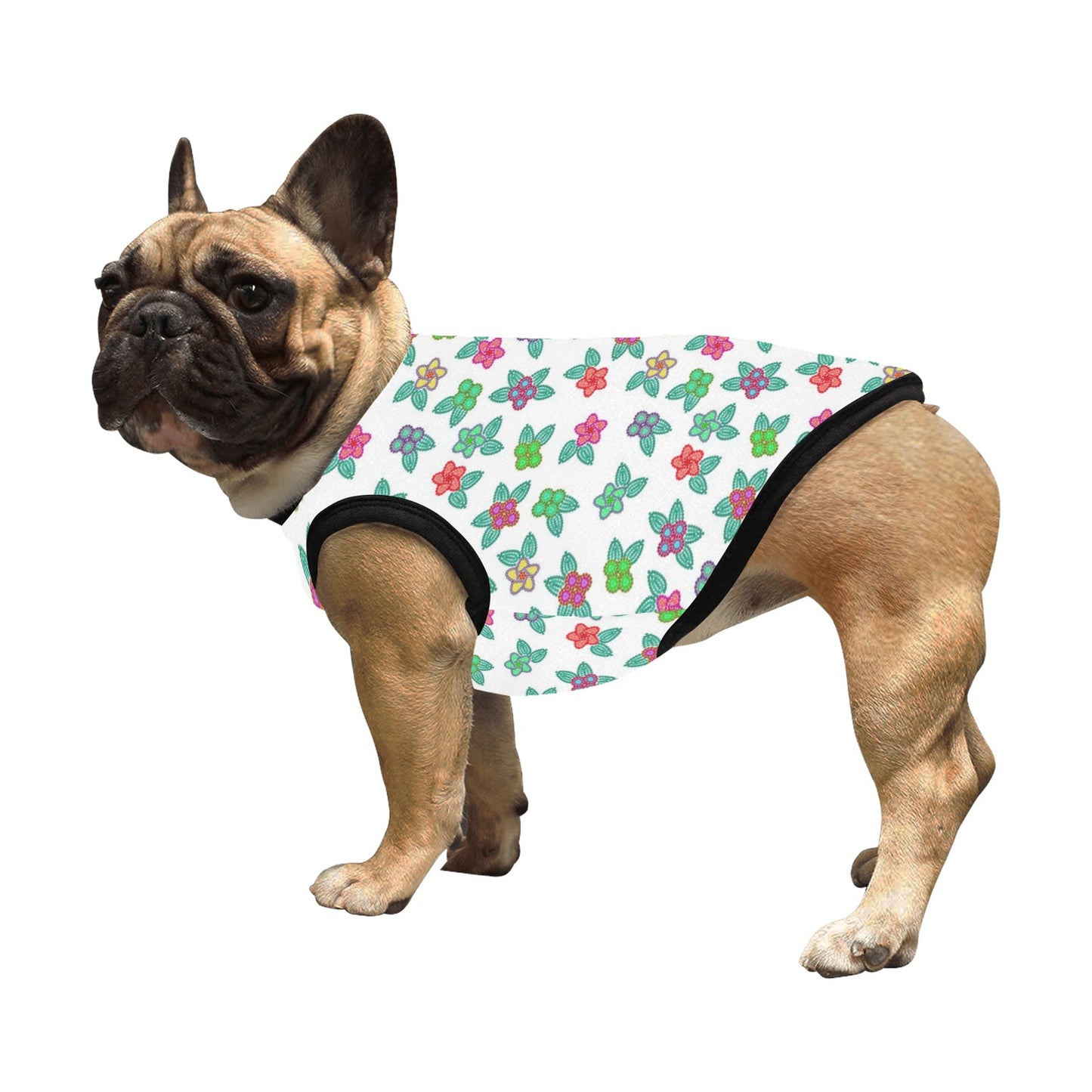 Berry Flowers White Pet Tank Top