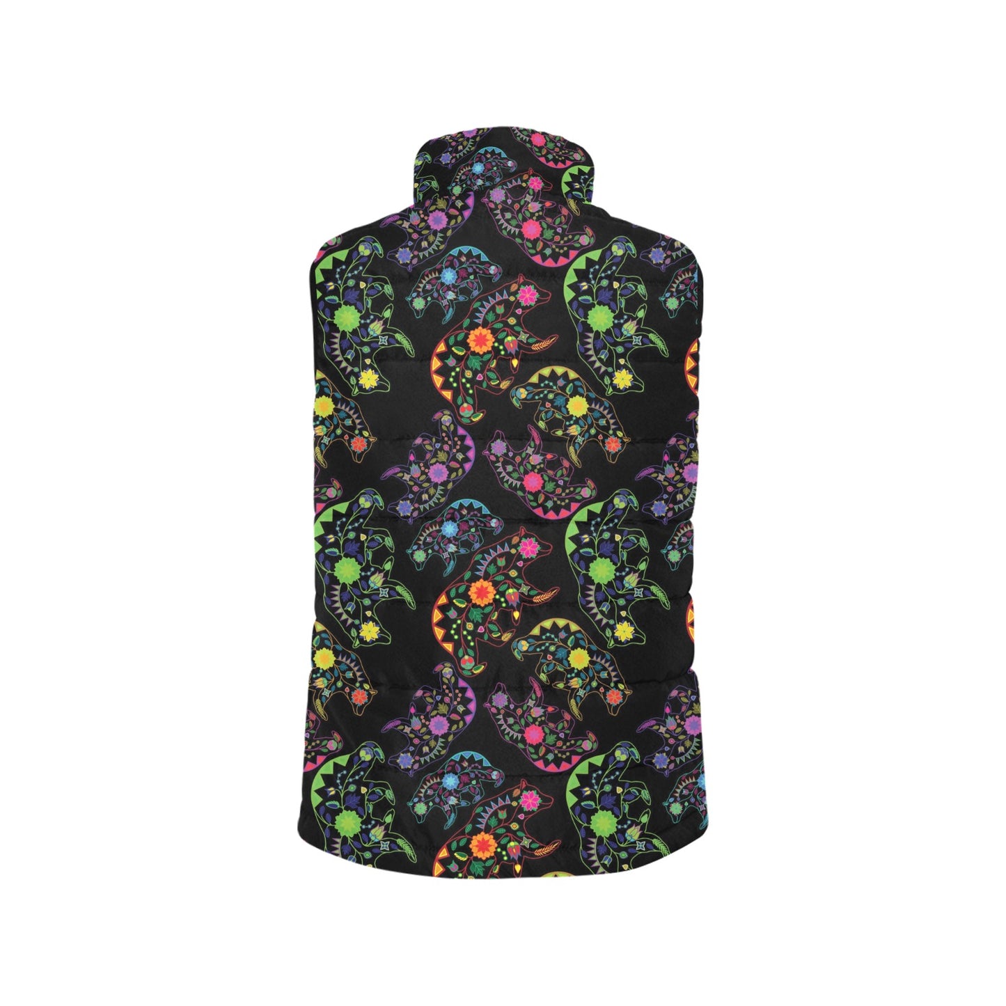 Neon Floral Bears Men's Padded Vest Jacket