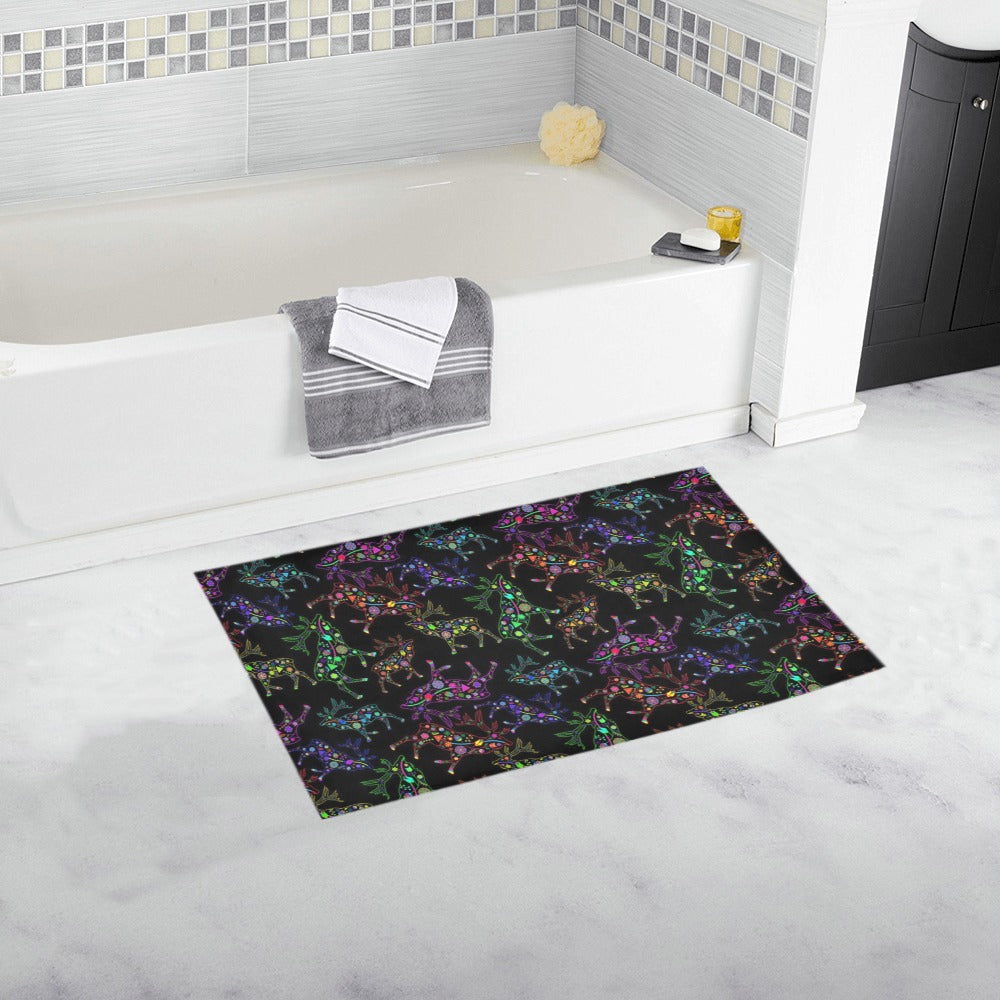 Neon Floral Elks Bath Rug 16''x 28''