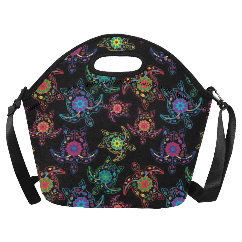 Neon Floral Turtle Neoprene Lunch Bag/Large