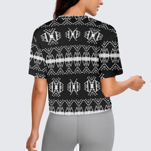 Load image into Gallery viewer, Sacred Trust Black and White Crop Top
