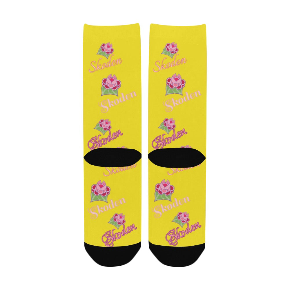 Ladies Skoden Floral Yellow Women's Custom Socks