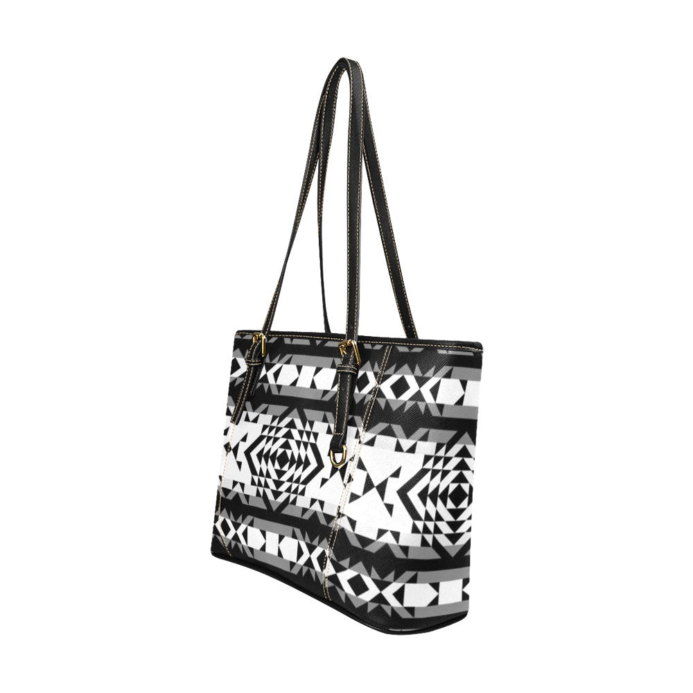 Black Rose Blizzard Leather Tote Bag