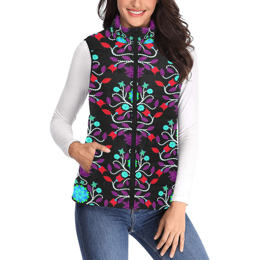 Floral Beadwork Four Clans Winter Women's Padded Vest Jacket