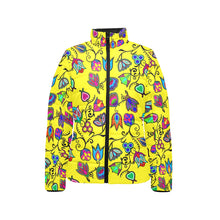 Load image into Gallery viewer, Indigenous Paisley Yellow Women&#39;s Stand Collar Padded Jacket
