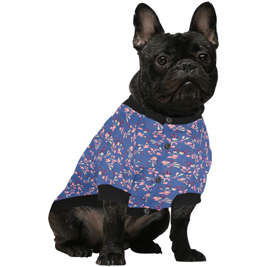 Swift Floral Peach Blue Pet Dog Round Neck Shirt