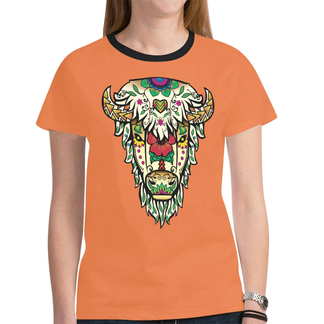 Buffalo Spirit Guide (Orange) New T-shirt for Women