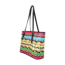 Load image into Gallery viewer, Horses and Buffalo Ledger Pink Leather Tote Bag
