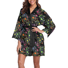 Load image into Gallery viewer, Neon Floral Bears Long Sleeve Kimono Robe
