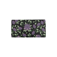 Load image into Gallery viewer, Purple Beaded Rose Women&#39;s Trifold Wallet
