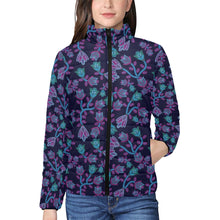 Load image into Gallery viewer, Beaded Blue Nouveau Women&#39;s Stand Collar Padded Jacket
