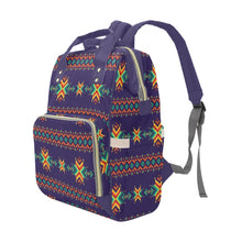 Load image into Gallery viewer, Dreams of Ancestors Indigo Multi-Function Diaper Backpack/Diaper Bag
