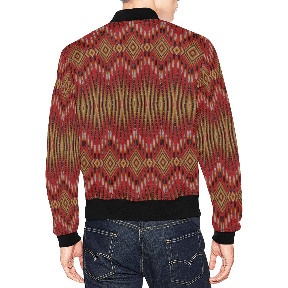 Fire Feather Red Bomber Jacket for Men