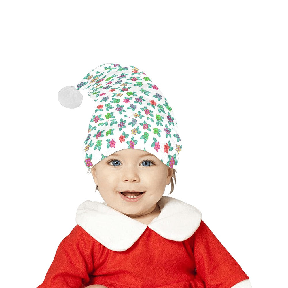 Berry Flowers White Santa Hat