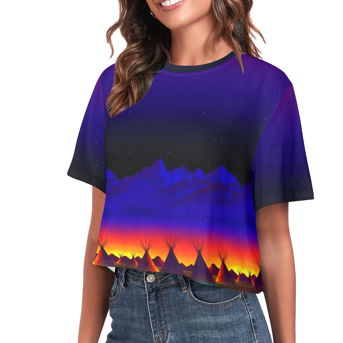 Teepees Northern Lights Crop Top