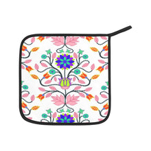 Load image into Gallery viewer, Floral Beadwork Four Clans White Oven Mitt &amp; Pot Holder
