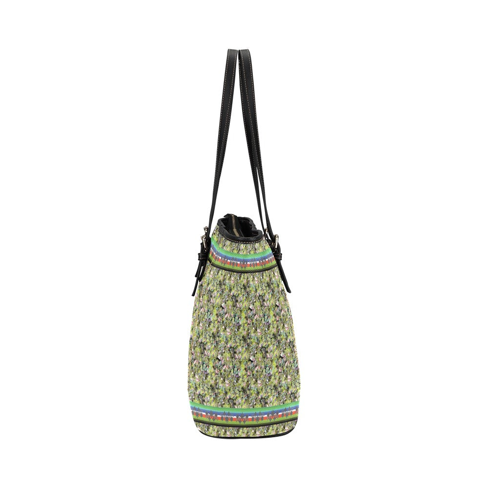 Culture in Nature Green Leaf Leather Tote Bag