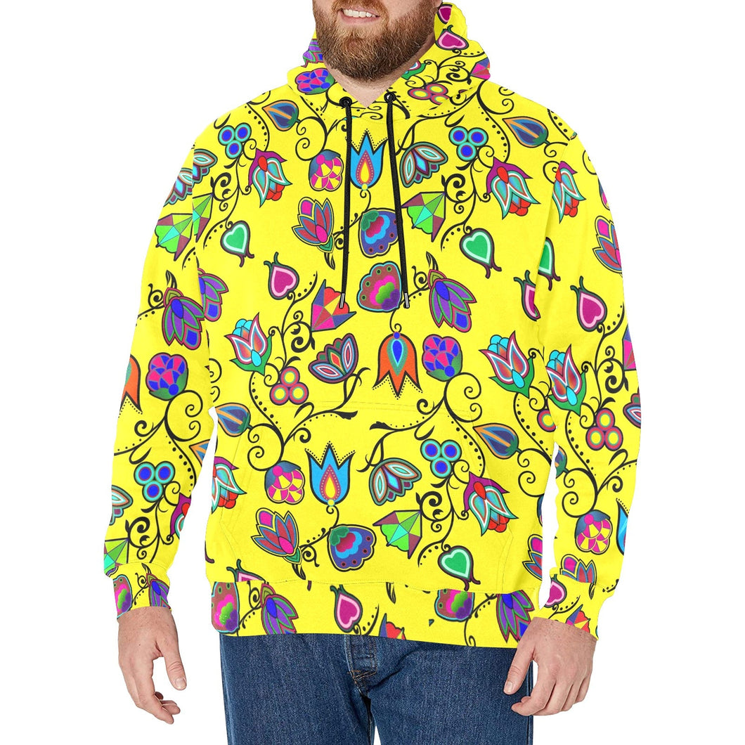 Indigenous Paisley Yellow Men's Long Sleeve Fleece Hoodie