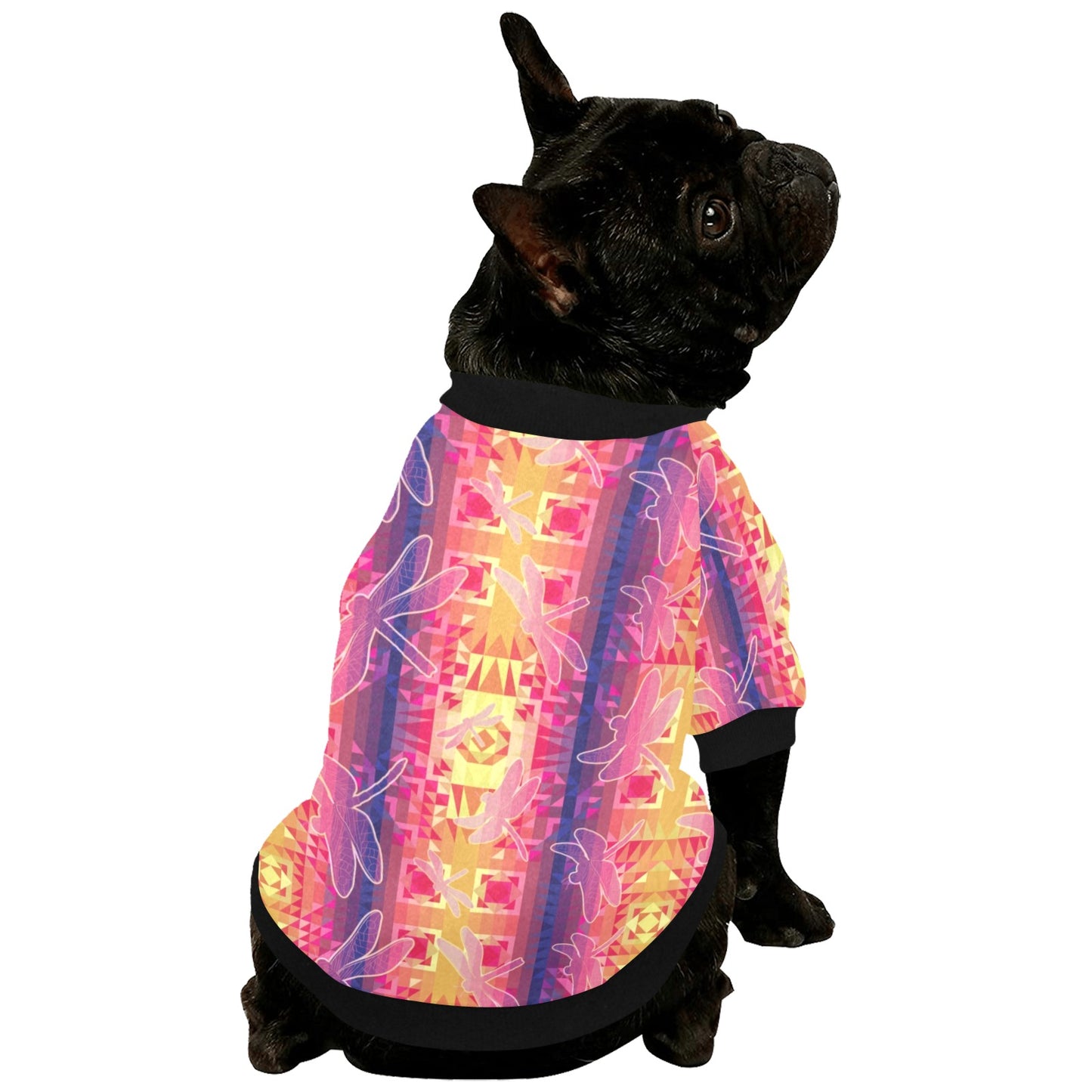 Kaleidoscope Dragonfly Pet Dog Round Neck Shirt