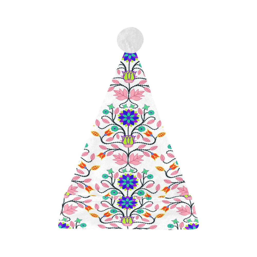 Floral Beadwork Four Clans White Santa Hat