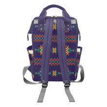 Load image into Gallery viewer, Dreams of Ancestors Indigo Multi-Function Diaper Backpack/Diaper Bag
