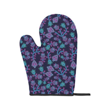 Load image into Gallery viewer, Beaded Blue Nouveau Oven Mitt &amp; Pot Holder
