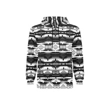 Load image into Gallery viewer, Okotoks Black and White Men&#39;s Long Sleeve Fleece Hoodie
