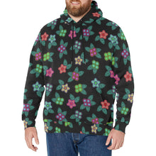 Load image into Gallery viewer, Berry Flowers Black Men&#39;s Long Sleeve Fleece Hoodie
