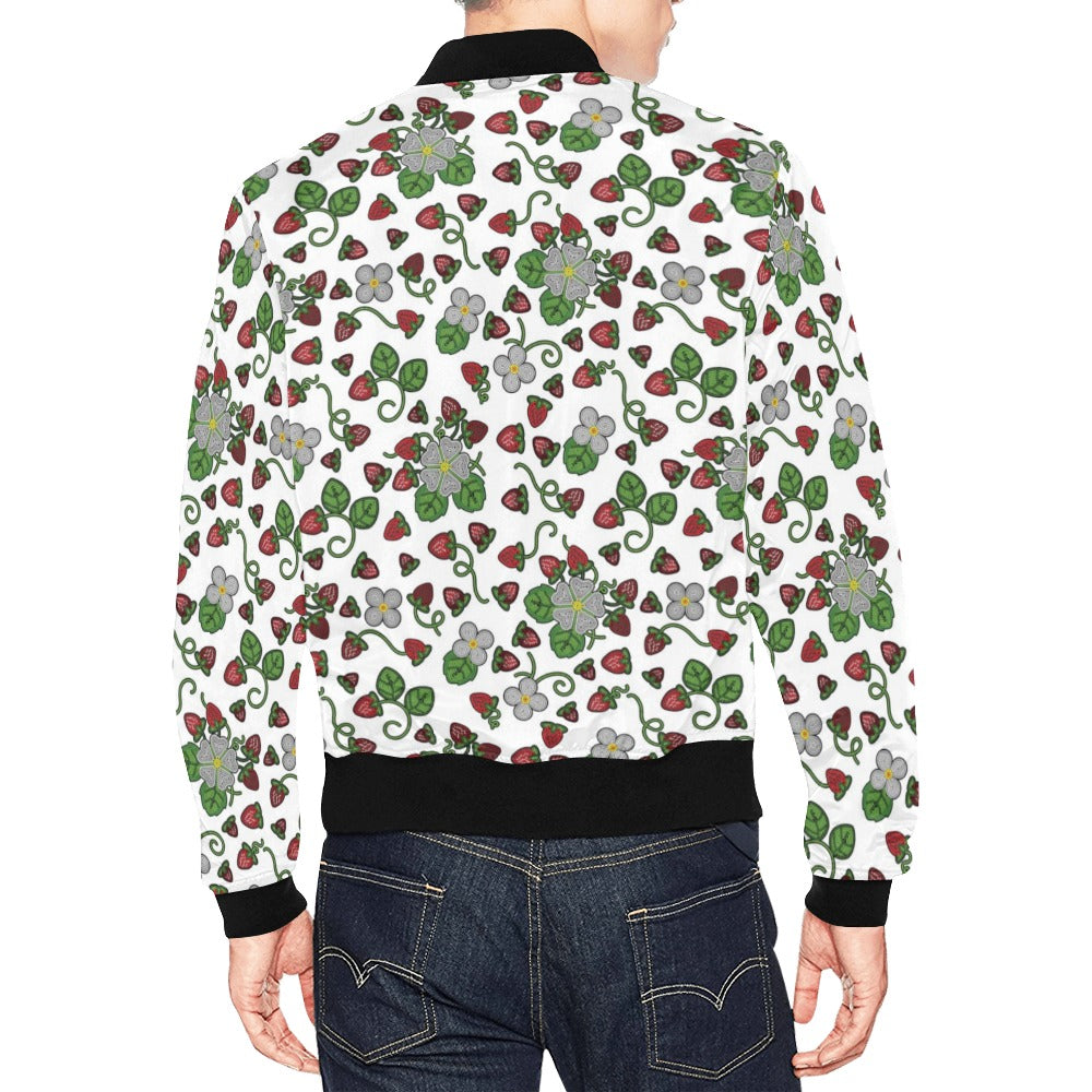 Strawberry Dreams White Bomber Jacket for Men