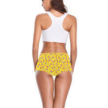 Load image into Gallery viewer, Ladies Skoden Floral Hearts Undergarment Yellow Women&#39;s Boyshort Panties (Model L31)
