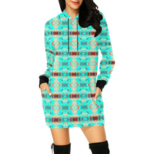 Load image into Gallery viewer, Gathering Earth Turquoise Hoodie Dress
