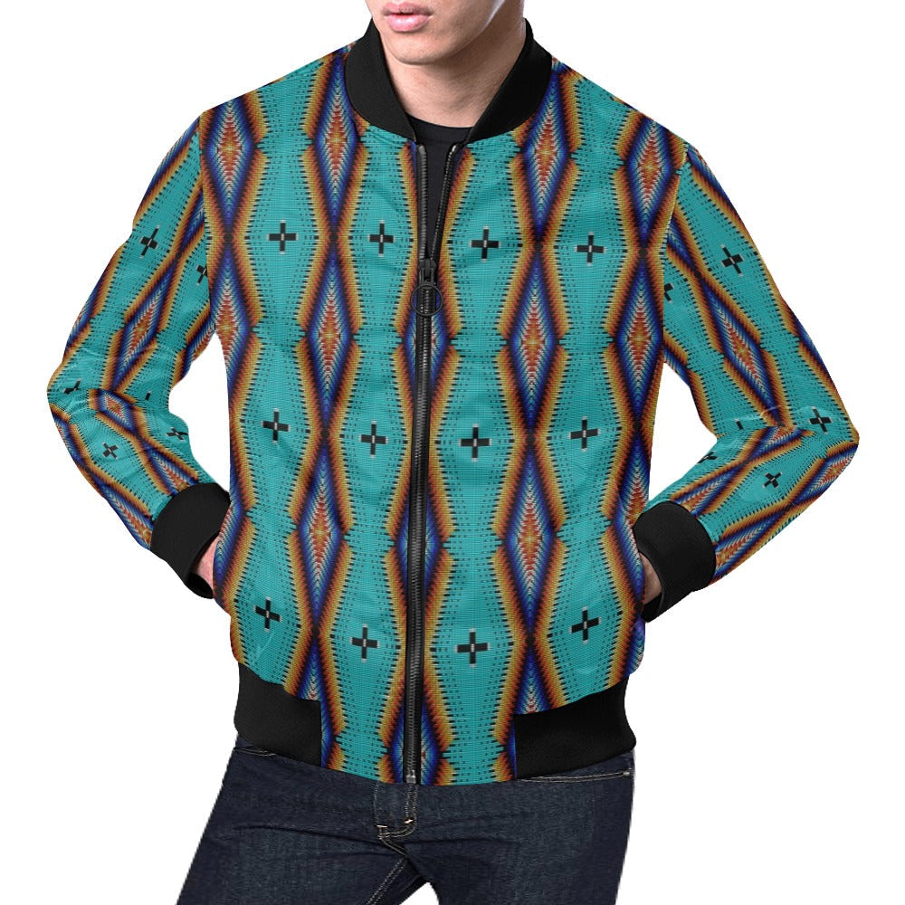 Diamond in the Bluff Turquoise Bomber Jacket for Men