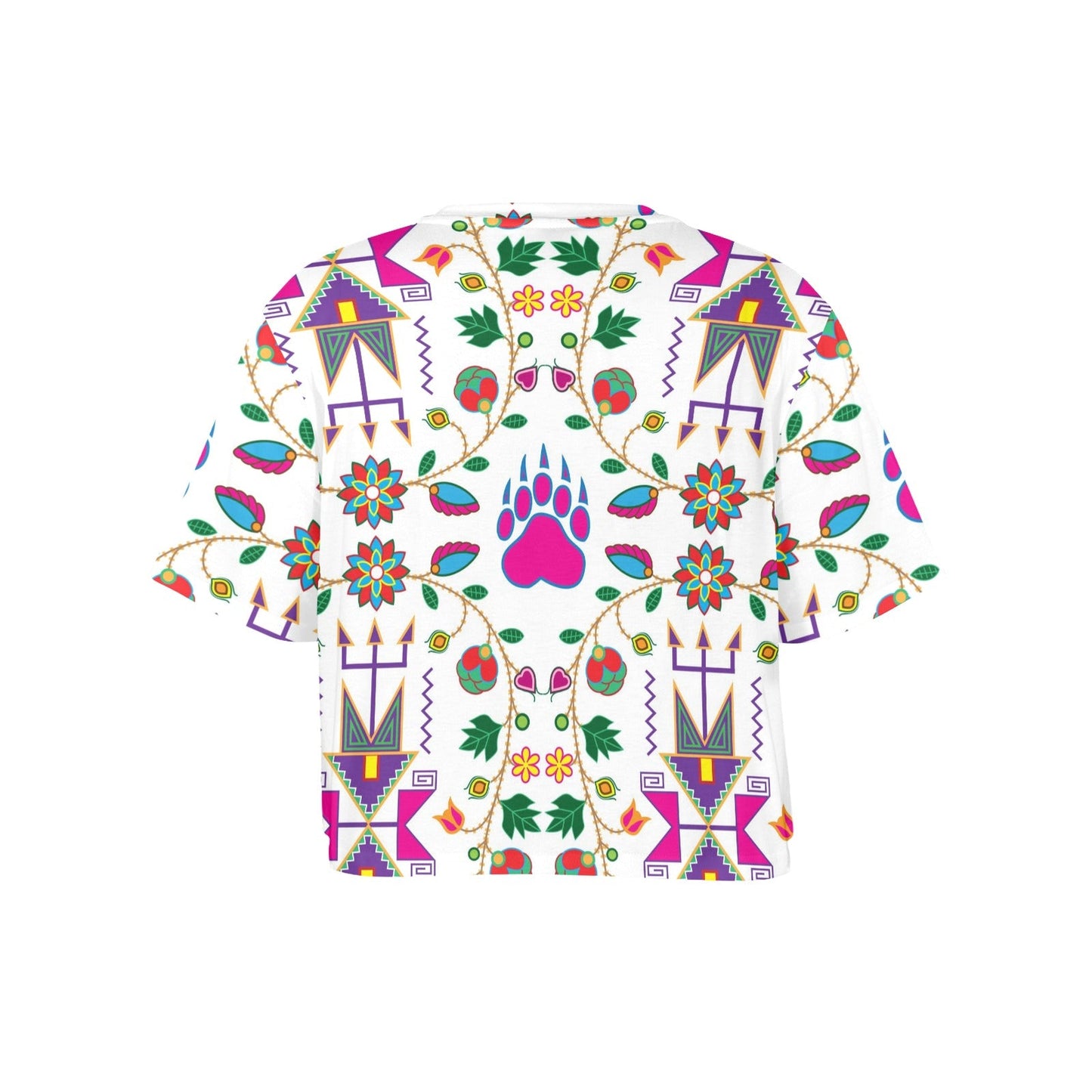 Geometric Floral Fall White Crop Top