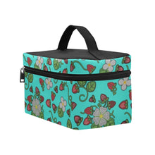 Load image into Gallery viewer, Strawberry Dreams Turquoise Cosmetic Bag/Large
