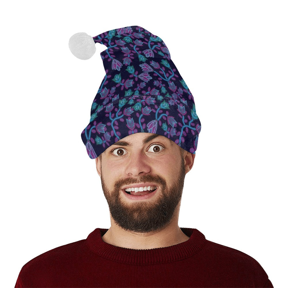 Beaded Blue Nouveau Santa Hat