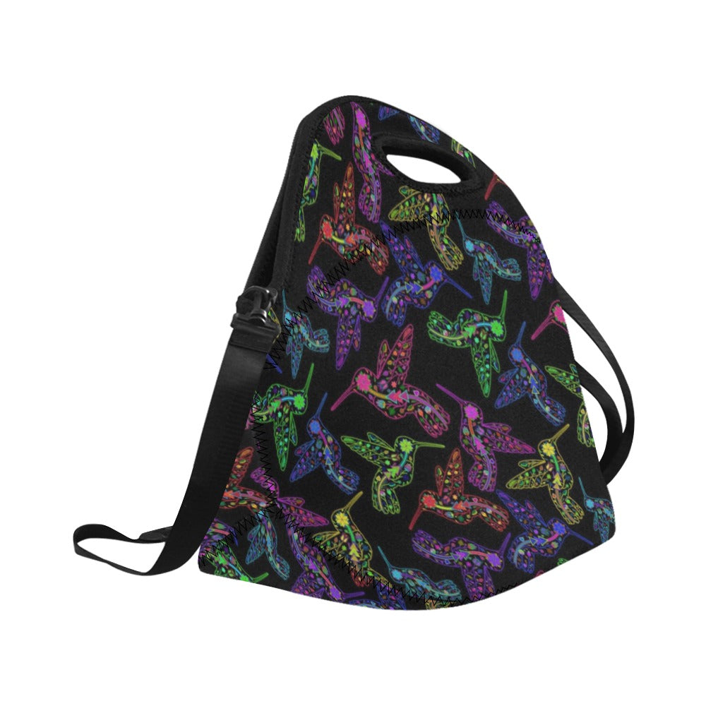 Neon Floral Hummingbirds Neoprene Lunch Bag/Large