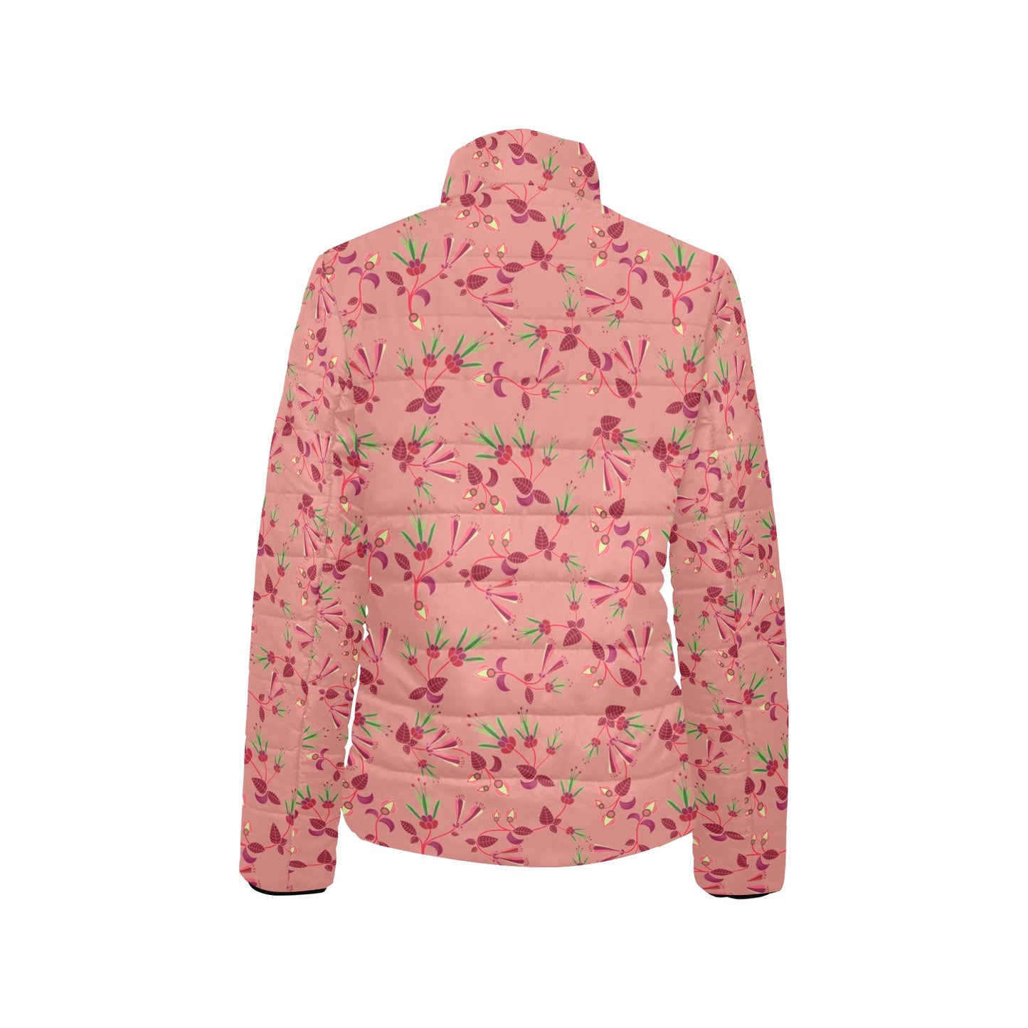 Swift Floral Peach Rouge Remix Women's Stand Collar Padded Jacket