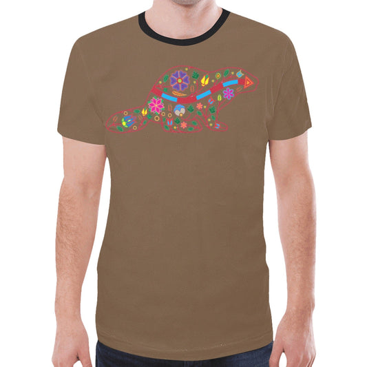 Floral Beaver Spirit Guide (Dark Brown) New T-shirt for Men