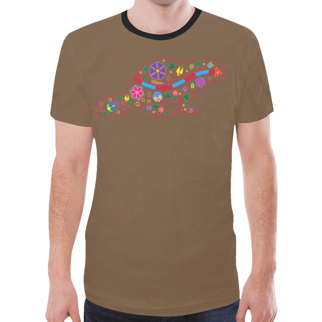 Floral Beaver Spirit Guide (Dark Brown) New T-shirt for Men