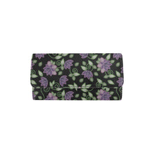 Load image into Gallery viewer, Purple Beaded Rose Women&#39;s Trifold Wallet
