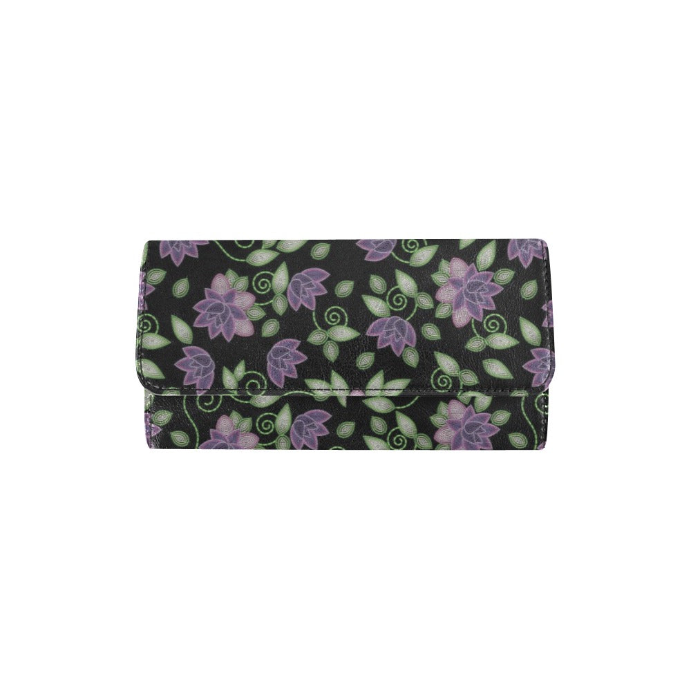 Purple Beaded Rose Women's Trifold Wallet