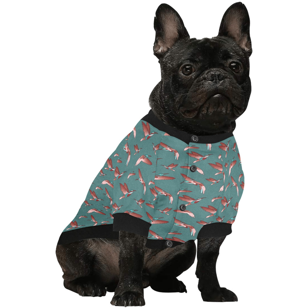 Red Swift Turquoise Pet Dog Round Neck Shirt