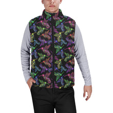 Load image into Gallery viewer, Neon Floral Hummingbirds Men&#39;s Padded Vest Jacket
