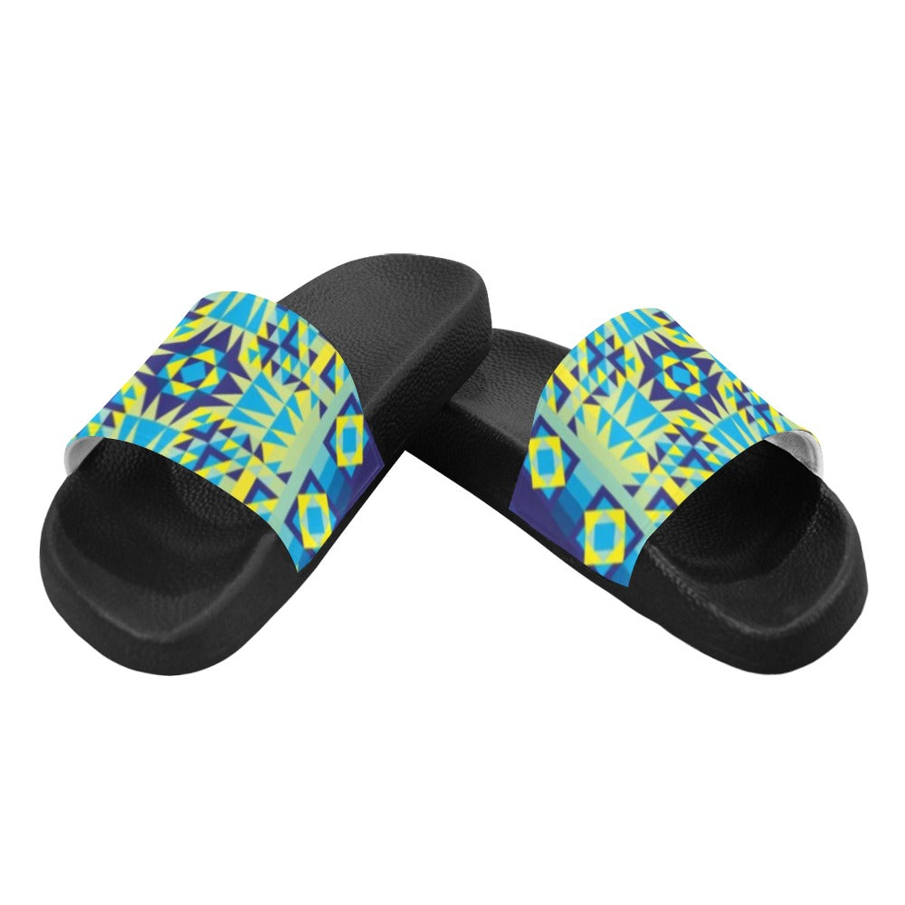 Kaleidoscope Jaune Bleu Men's Slide Sandals