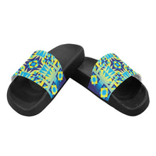 Load image into Gallery viewer, Kaleidoscope Jaune Bleu Men&#39;s Slide Sandals
