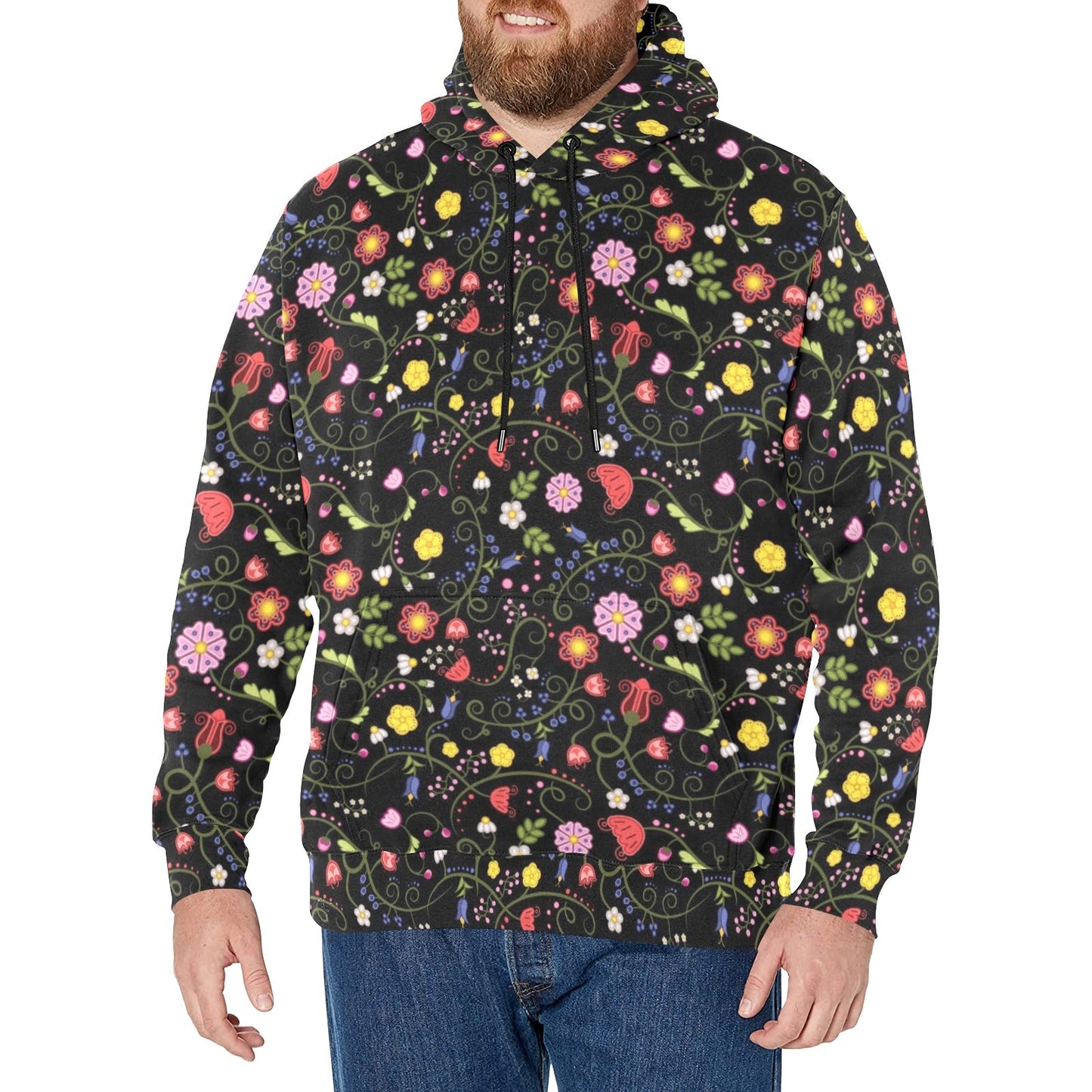 Nipin Blossom Midnight Men's Long Sleeve Fleece Hoodie