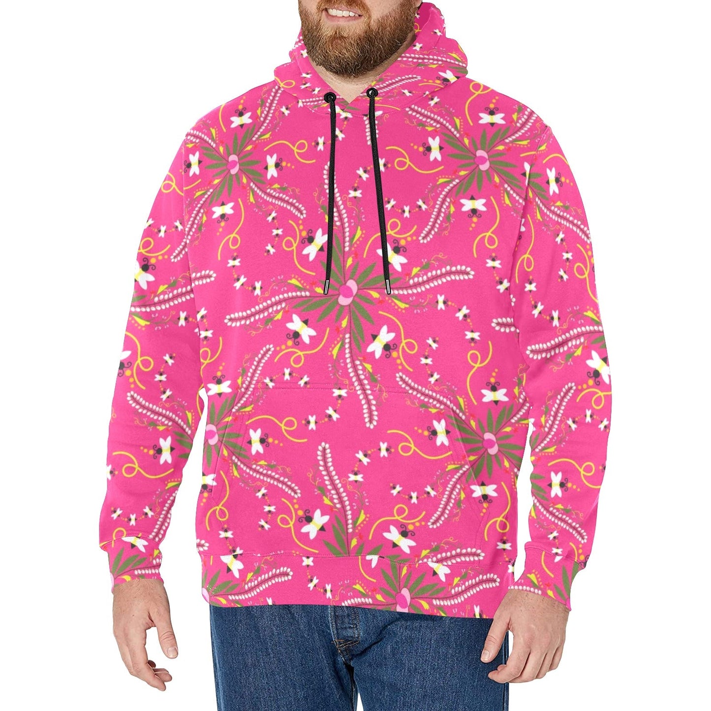 Willow Bee Bubblegum Men's Long Sleeve Fleece Hoodie